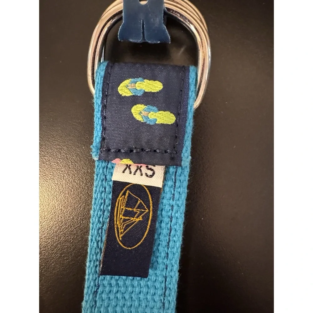 Leather Man LTD. Flip Flop‎ Motif Ribbon Belt Nylon Canvas Blue Sz XXS